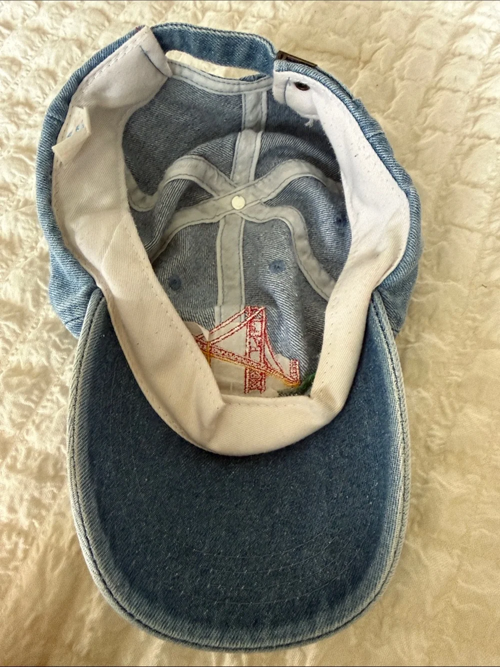 Light Blue Denim Baseball Cap with Embroidered Accent